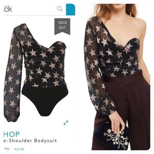 NWT! TOPSHOP Star One-Shoulder Bodysuit